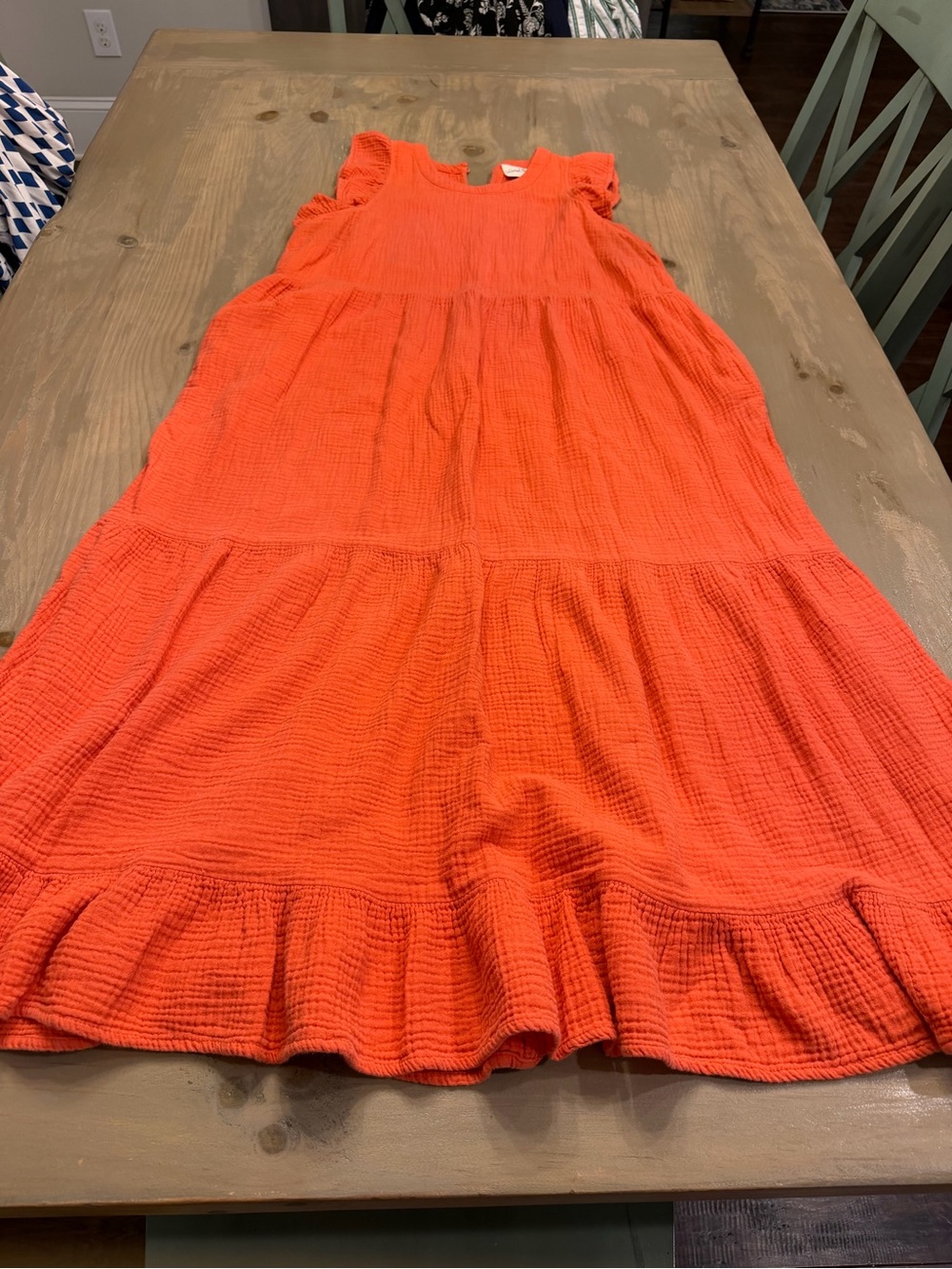 Women’s Tiered Ruffle Dress - Red Orange